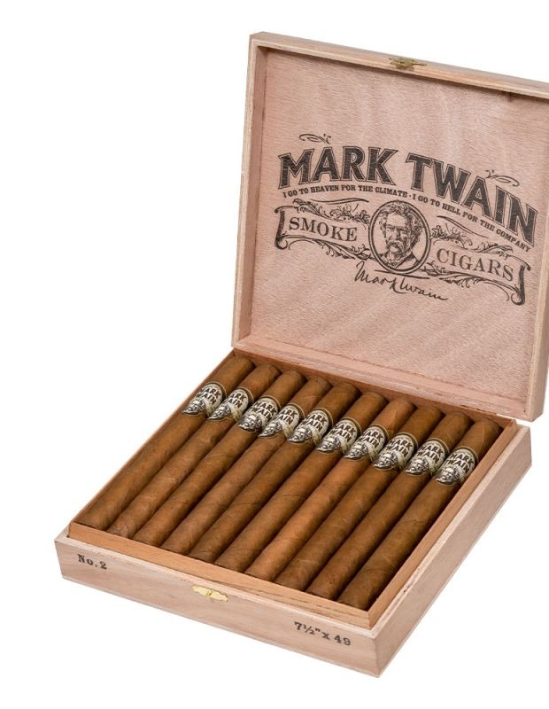 Mark Twain Pen rustic wooden slide-lid cabinet box