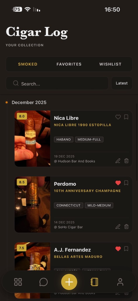 Advanced AI cigar journal and collection tracker