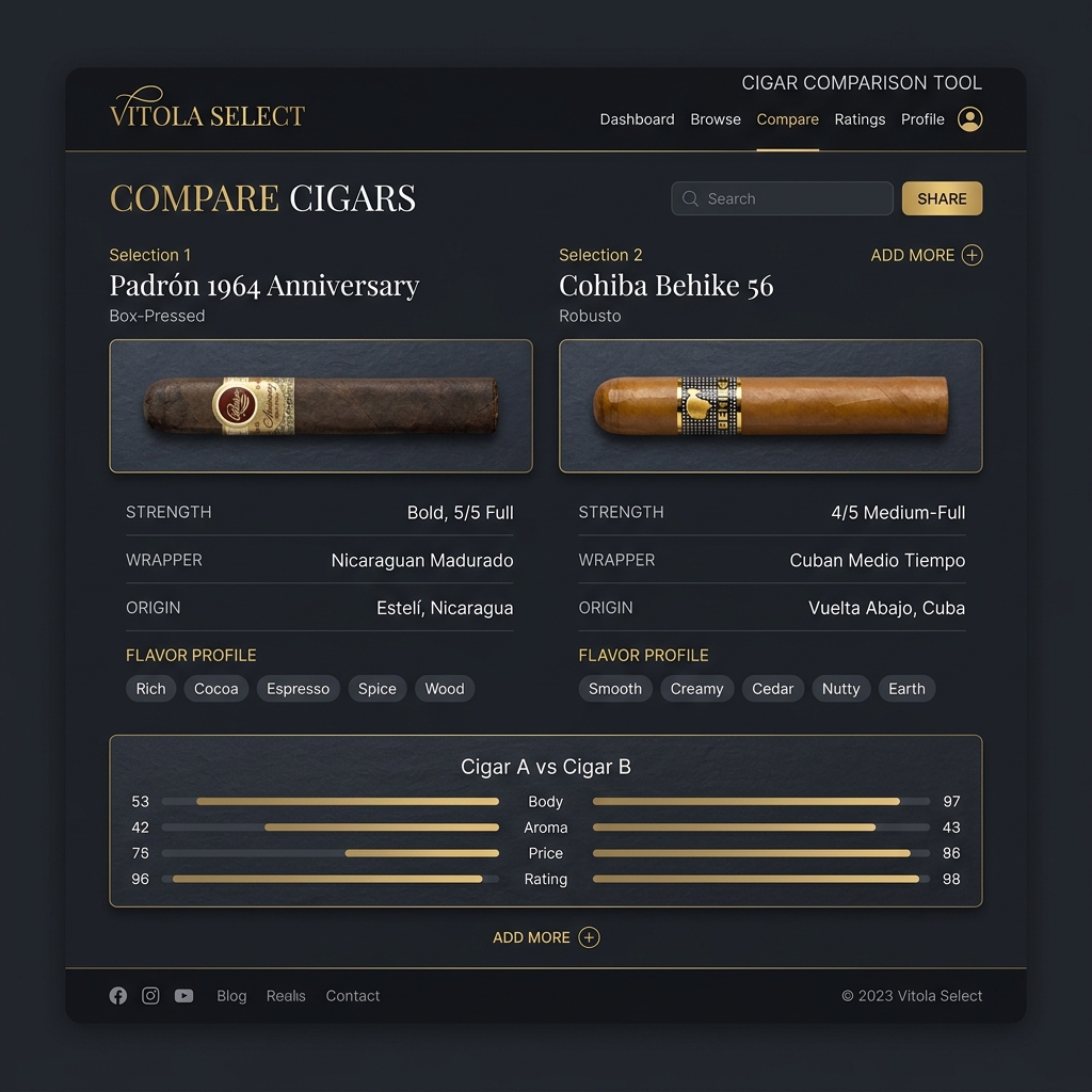 Cigar Comparison Matrix Interface Preview